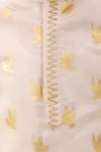 Off white printed chanderi kurta set