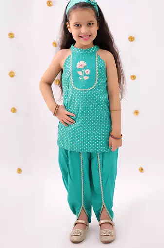 Green printed rayon co ord set