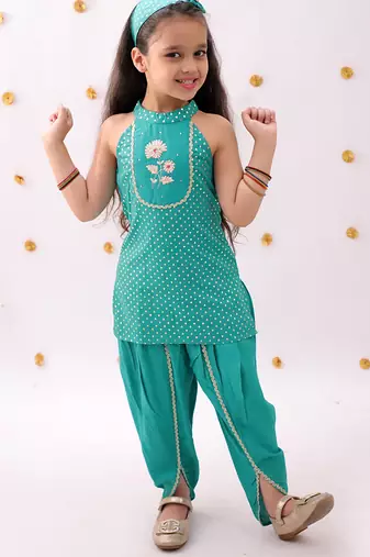 Green printed rayon co ord set