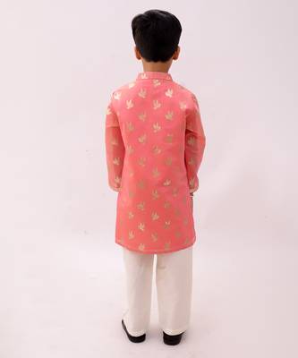 Peach printed chanderi kurta set 5