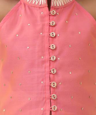 Peach printed chanderi co ord set 3