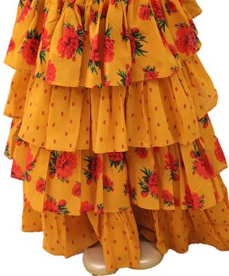 Mustard printed cotton lehenga 3