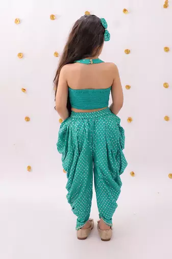 Green embroidered rayon co ord set