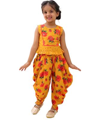 Mustard printed cotton co ord set 1