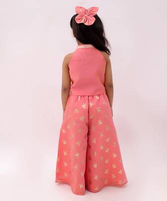 Peach printed chanderi co ord set 4