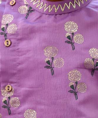 Purple printed chanderi kurta set 4
