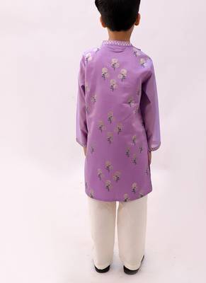 Purple printed chanderi kurta set 5