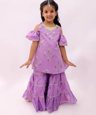 Purple printed chanderi sharara 1