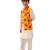 Mustard printed silk nehru jacket set
