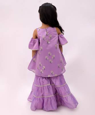 Purple printed chanderi sharara 2