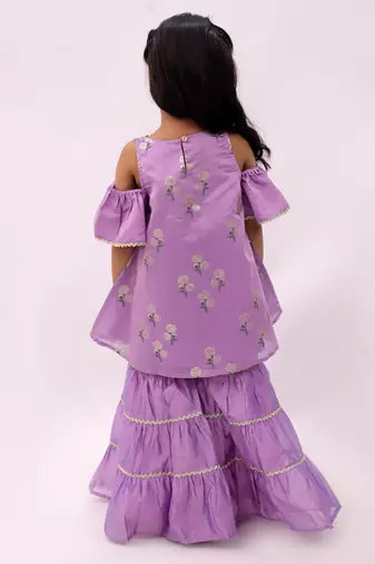 Purple printed chanderi sharara