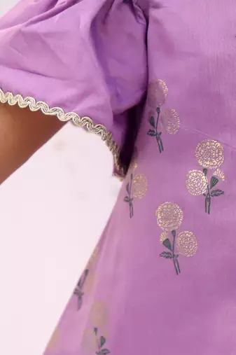 Purple printed chanderi sharara