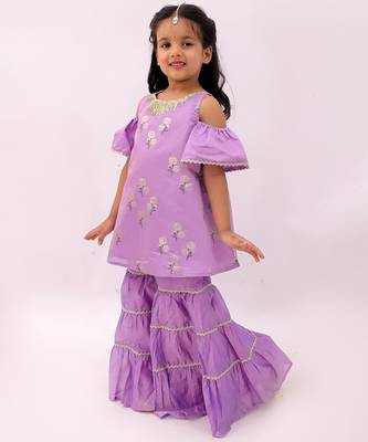 Purple printed chanderi sharara 4