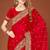 Red zari resham embroidered border two tone silk party wear saree with blouse piece