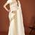 White zari resham embroidered border two tone silk party wear saree with blouse piece