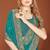 Teal blue zari resham embroidered border two tone silk party wear saree with blouse piece