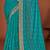 Teal blue zari resham embroidered border two tone silk party wear saree with blouse piece
