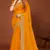 Mustard zari resham embroidered border two tone silk party wear saree with blouse piece