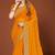 Mustard zari resham embroidered border two tone silk party wear saree with blouse piece