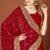 Maroon zari resham embroidered border two tone silk party wear saree with blouse piece