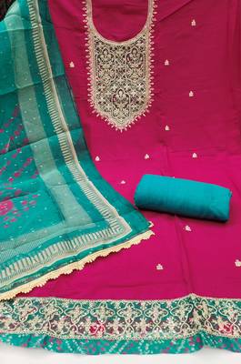  embroidery sequin & digital print cotton dress material 2