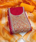 Women's unstitched embroidery sequence & digital print cotton dress material (msmfc11595c)