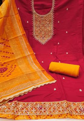  embroidery sequin & digital print cotton dress material 2