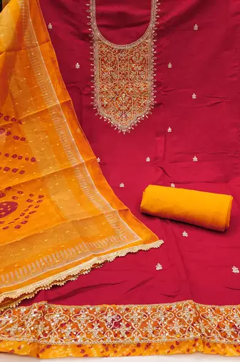  embroidery sequin & digital print cotton dress material