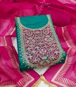 Women's unstitched embroidery sequence & digital print cotton dress material (msmfc11595d)