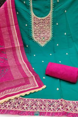  embroidery sequin & digital print cotton dress material 2