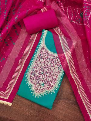  embroidery sequin & digital print cotton dress material 4