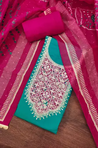  embroidery sequin & digital print cotton dress material