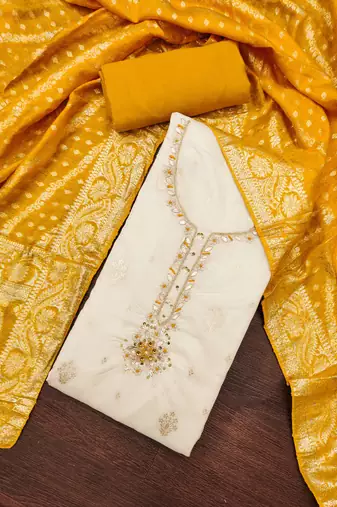  weaving & handwork banarasi modal cotton silk dress material