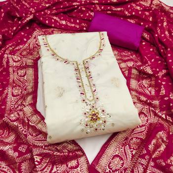  weaving & handwork banarasi modal cotton silk dress material 1