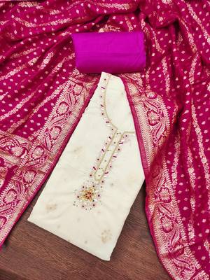  weaving & handwork banarasi modal cotton silk dress material 4