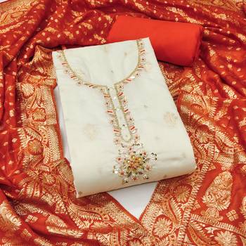  weaving & handwork banarasi modal cotton silk dress material 1