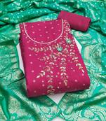  pink weaving & handwork banarasi modal dress material