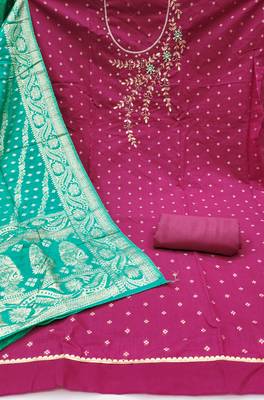  pink weaving & handwork banarasi modal dress material 2