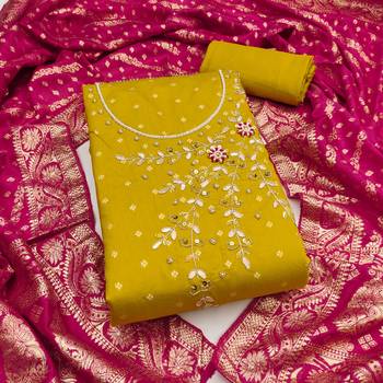  light green weaving & handwork banarasi modal dress material 1