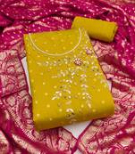 Women's light green unstitched weaving & handwork banarasi modal dress material (msmfc11602b)