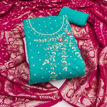  sea green weaving & handwork banarasi modal dress material 1