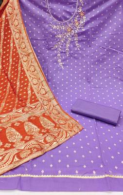  purple weaving & handwork banarasi modal dress material 2
