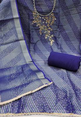  bandhani print & handwork simmer cotton silk dress material 2