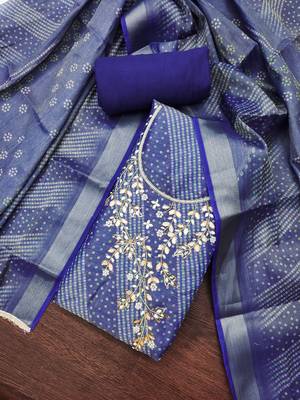  bandhani print & handwork simmer cotton silk dress material 4