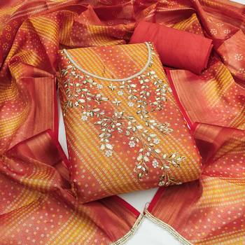  bandhani print & handwork simmer cotton silk dress material 1