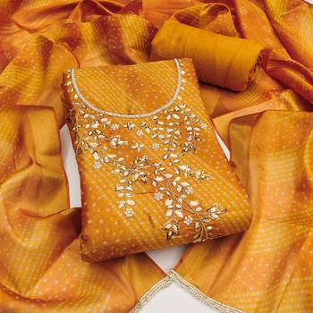  bandhani print & handwork simmer cotton silk dress material 1
