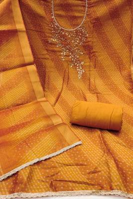  bandhani print & handwork simmer cotton silk dress material 2