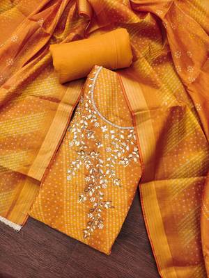  bandhani print & handwork simmer cotton silk dress material 4
