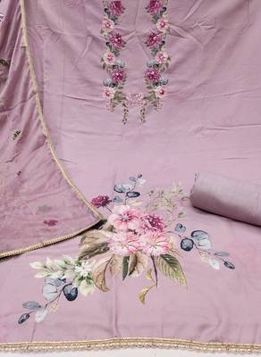  digital print & handwork premium roman cotton dress material 2