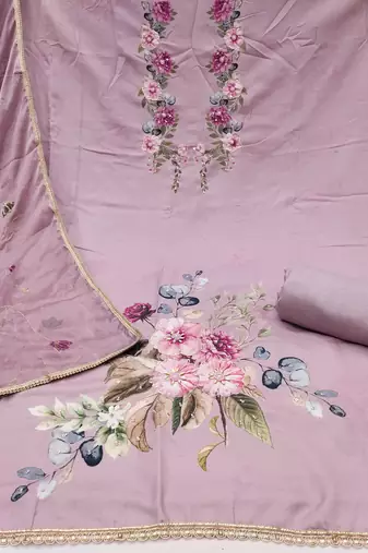 digital print & handwork premium roman cotton dress material